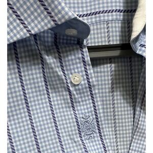 Mens Robert Graham 43/ 17 Blue Button Down Long Sleeve XL Dress Shirt